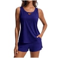 thumbnail image 1 of RQYYD Women's Two Piece Swimsuit Set Keyhole Neck Tankini Top with Shorts Bathing Suit with Pockets for Beach Vacation, 1 of 6
