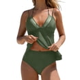 thumbnail image 1 of RQYYD Women's Two Piece Swimsuit Set Mesh Panel Tankini Top with High Waisted Bottoms Bathing Suit for Beach Vacation, 1 of 6