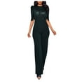 thumbnail image 1 of RQYYD Women's V Neck Sequin Mesh Bodycon Long Pants Party Jumpsuits Rompers, 1 of 5