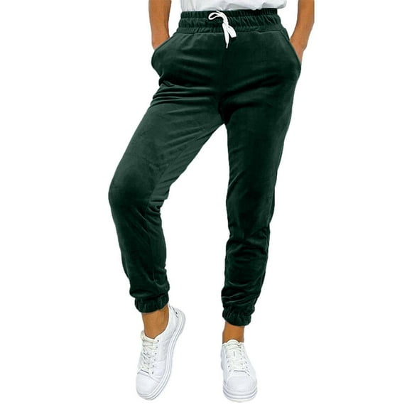RQYYD Women's Velour Sweatpants Winter Velvet Trouser Joggers Soft and Comfy Active Yoga Sportswear Athletic Pants with Pocket
