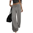 thumbnail image 1 of RQYYD Women's Wide Waistband Wide Leg Pants with Elastic Waist Casual Linen Blend Trousers for Outings, 1 of 6
