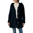 thumbnail image 1 of RQYYD Women's Winter Coats Single Breasted Long Sleeve Wool with Hood Casual Faux Fur Trendy Outerwear, 1 of 7