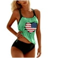 thumbnail image 1 of RQYYD Womens 2 Piece Flowy Tummy Control Tankini Swimsuit High Waisted Bottoms USA Flag Bathing Suit for Beach, 1 of 5