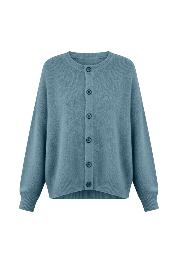 Womens Cardigans Lightweight Long Sleeve Cropped Button up Cardigan Sweaters Dressy Casual Crew Neck Knit Sweater Tops