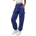 thumbnail image 1 of RQYYD Womens Cargo Sweatpants Baggy Lounge Pants Workout Gym Active High Waisted Joggers Fall Fashion Outfits Y2k Clothes with Pockets Blue XL, 1 of 5