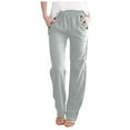 thumbnail image 1 of RQYYD Womens Casual Pants Summer 2024 Trendy Drawstring Elastic High Waisted Joggers Lightweight Lounge Trousers with Pockets, 1 of 4