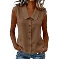 thumbnail image 1 of RQYYD Womens Collared Sleeveless Button Down Blouse Casual Loose Fit Tunic Top for Summer Daily Wear, 1 of 7