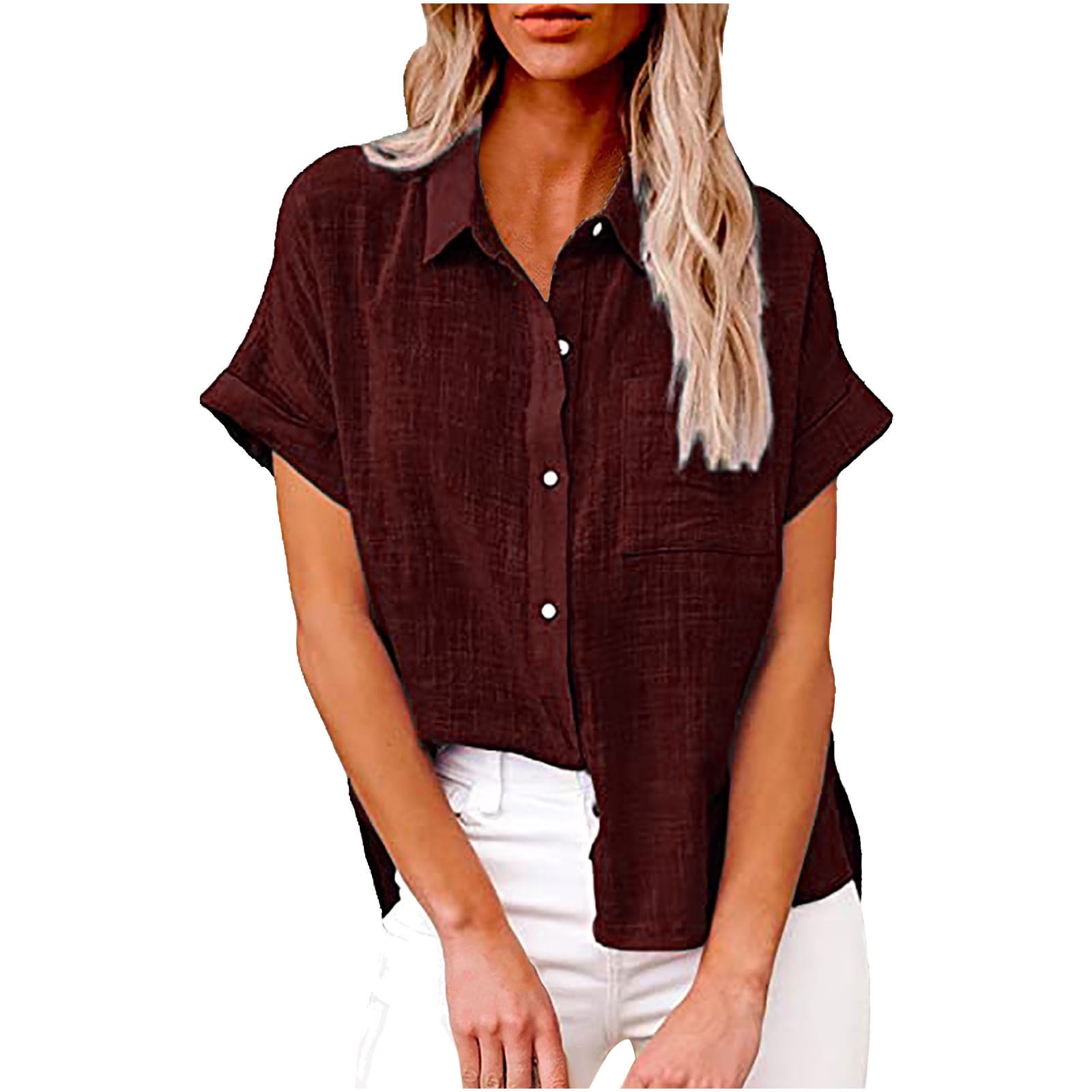 Cotton Shirt Long Sleeve Button Down Blouse