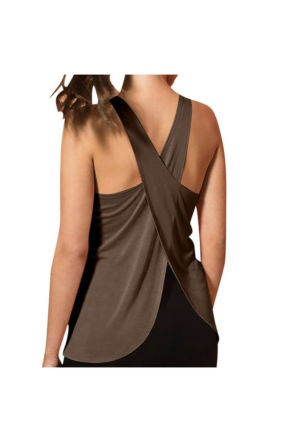 Womens Cross Backless Workout Tops for Women Racerback Tank Tops Open Back Running Tank Tops Muscle Tank Yoga Shirts