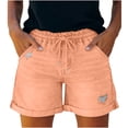 thumbnail image 1 of RQYYD Womens Elastic Waist Distressed Denim Shorts Drawstring Ripped Jean Shorts with Pockets for Summer, 1 of 7