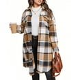 thumbnail image 1 of RQYYD Womens Flannel Plaid Shirts Long Sleeve Lounge Lapel Boyfriend Button Down Tartan Long Jacket Coats, 1 of 2