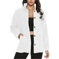 thumbnail image 1 of RQYYD Womens Fleece Jacket Casual Long Sleeve Cropped Sherpa Button Down Fuzzy Warm Coats Fall Outwear With Pockets, 1 of 6
