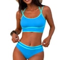 thumbnail image 1 of RQYYD Womens Halter Bikini Set Color Block Two Piece Swimsuits High Waisted Bathing Suit Summer Beach Trendy Swimwear, 1 of 7