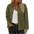 thumbnail image 1 of RQYYD Womens Jacket Fall Winter Long Sleeve Stand Collar Button Down Shacket with Side Pocket Lightweight Coat, 1 of 7