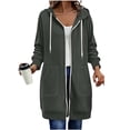 thumbnail image 1 of RQYYD Womens Long Hoodie Zip Up Long Sleeve Drawstring Hooded Sweatshirt Jacket Knee Length Coat With Pockets, 1 of 7