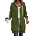 thumbnail image 1 of RQYYD Womens Long Hoodie Zip Up Long Sleeve Drawstring Hooded Sweatshirt Jacket Knee Length Coat With Pockets, 1 of 7