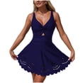 thumbnail image 1 of RQYYD Womens One Piece Swimsuit Tummy Control with Cutout Skirt Bathing Suit Modest Twist Front Swim Dress for Women, 1 of 7