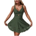 thumbnail image 1 of RQYYD Womens One Piece Swimsuit Tummy Control with Cutout Skirt Bathing Suit Modest Twist Front Swim Dress for Women, 1 of 7