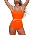 thumbnail image 1 of RQYYD Womens One Piece Swimsuits Tummy Control Bathing Suits Color Block Sporty Adjustable Cross Back Modest Swimwear, 1 of 7