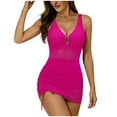 thumbnail image 1 of RQYYD Womens One Piece Swimsuits Tummy Control Swim Dress High Waisted Bathing Suits Slimming Mesh Swimwear, 1 of 7