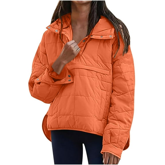 RQYYD Womens Oversized Puffer Jacket Quilted Dolman Hoodies Pullover Long Sleeve Lightweight Warm Tops Coat