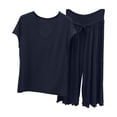 thumbnail image 1 of RQYYD Womens Pajamas Set Short Sleeve Top and Wide Leg Pants Sleepwear Soft Loungewear Pjs Sets for Women, 1 of 5