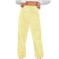 thumbnail image 1 of RQYYD Womens Plus Size Fuzzy Fleece Pants Winter Warm Thicken Jogger Athletic Sweatpants for Ladies Comfy Soft Plush Pajama Pants Yellow 5XL, 1 of 6
