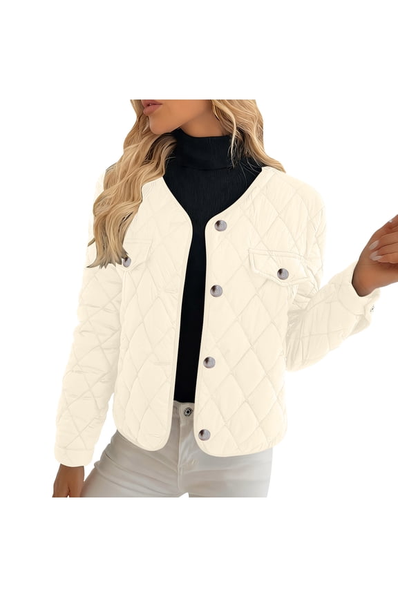 Womens Quilted Lightweight Jackets Button Down Puffer Jacket Coats Padded Outwear with Pockets