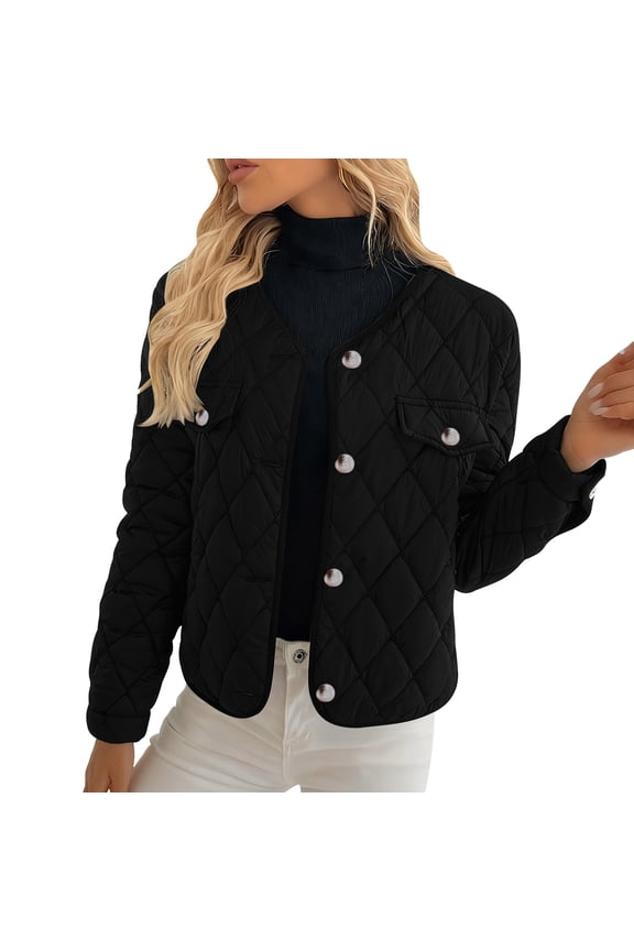 Womens Quilted Lightweight Jackets Button Down Puffer Jacket Coats Padded Outwear with Pockets