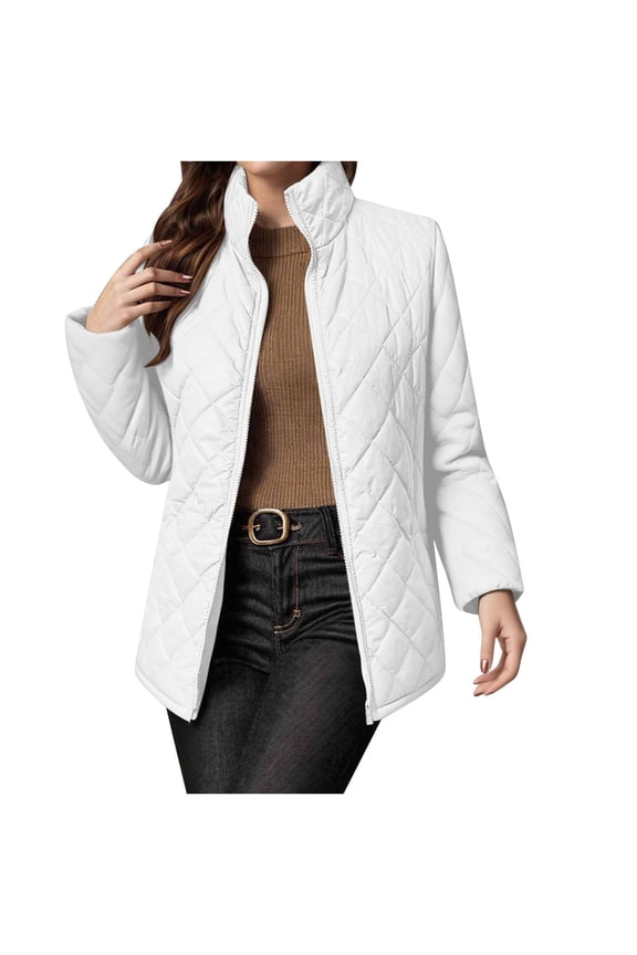 Womens Quilted Lightweight Jackets Zip Up Puffer Jacket Coats Padded Outwear with Pockets