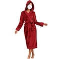 thumbnail image 1 of RQYYD Womens Robes Plush Fleece Hooded Bathrobe Thick Nightgown with Pockets Fluffy Sleepwear, 1 of 6