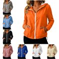 thumbnail image 1 of RQYYD Womens Running Jacket Zip Up Hooded Long Sleeve Lightweight Windbreaker with Pockets, 1 of 8