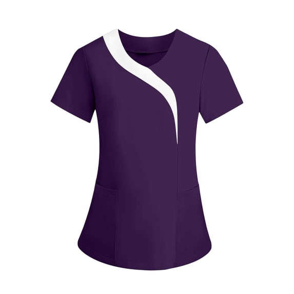 RQYYD Womens Scrub Top Wrap V Neck Short Sleeve with Pocket Medical Uniform Shirt for Nurse Work Wear