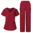 thumbnail image 1 of RQYYD Womens Scrubs Set Medical Uniform V Neck Short Sleeve Top with Cargo Pants for Nurse Work Wear, 1 of 6