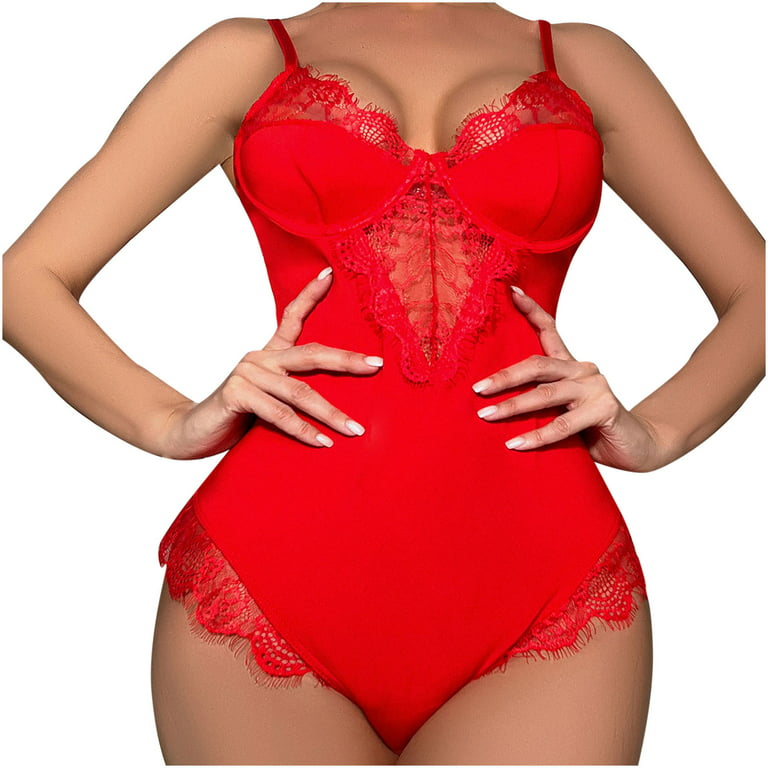 RQYYD Womens Seep V Neck Snap Crotch Lingerie Sexy Mesh One Piece