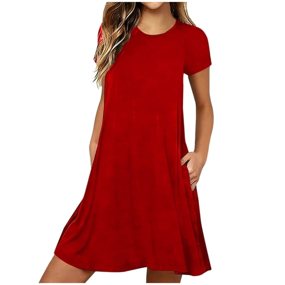 RQYYD Womens Short Sleeve Nightgown with Pockets Loose Fit Sleep Dress Soft Comfy Loungewear Casual Sleepwear for Ladies