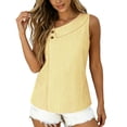 thumbnail image 1 of RQYYD Womens Sleeveless Asymmetric Neck Tops Casual Striped Blouses Button Front Tank Tee Shirts Daily Clothes, 1 of 6