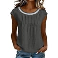 thumbnail image 1 of RQYYD Womens Sleeveless Lace Trim Crew Neck Tops Casual Summer Blouses Loose Fit Flowy Tank Tops for Daily Wear, 1 of 7