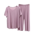 thumbnail image 1 of RQYYD Womens Soft Pajamas Set Short Sleeve Top with Wide Leg Capri Pants Lightweight Breathable Loungewear Cozy Nightwear for Ladies, 1 of 4