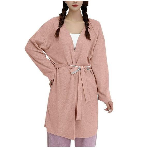 RQYYD Womens Soft Robe - Above Knee 3/28 Length Sleeve Lightweight Robe - Cotton Knit Jersey Sleepwear and Loungewear