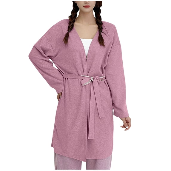 RQYYD Womens Soft Robe - Above Knee 3/30 Length Sleeve Lightweight Robe - Cotton Knit Jersey Sleepwear and Loungewear