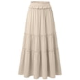 thumbnail image 1 of RQYYD Womens Summer Boho Maxi Skirt Elastic High Waist Pleated Ruffle Flowy Long Skirts, 1 of 2