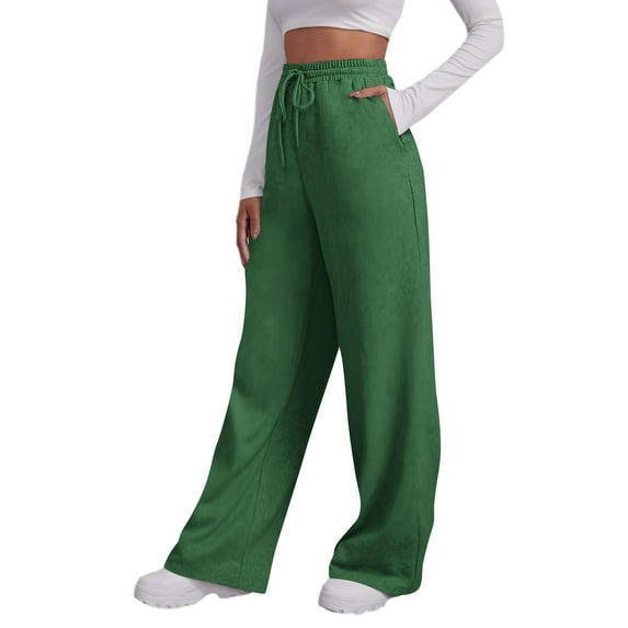 RQYYD Womens Sweatpants Fall Baggy Wide Leg Sweatpant Fleece Lined Straight Leg Sweat Pants for Women