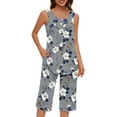 thumbnail image 1 of RQYYD Womens Tank Top Capris Outfits Workout Lounge Pajamas Set Loose Casual Sleeveless Shirts Cropped Pants with Pockets, 1 of 7