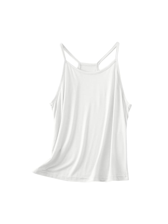 Womens Tank Tops with Built in Bras Padded Basic Solid Summer Casual Tops Yoga Athletic Stretch Comfort Cami Shirts