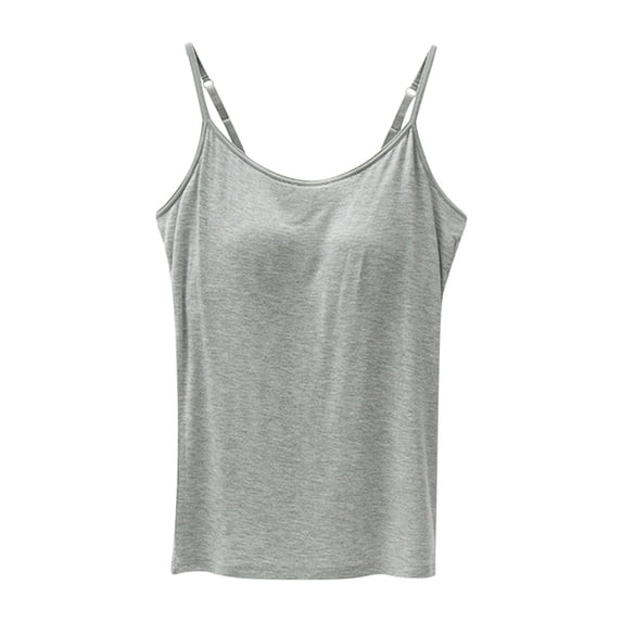 RQYYD Womens Tank Tops with Built in Bras Padded Basic Solid Summer Casual Tops Yoga Athletic Stretch Comfort Camisole