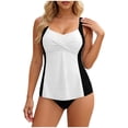 thumbnail image 1 of RQYYD Womens Tankini Tops Flowy Swim Tops Crisscross Tankini Swimsuits Modest Color Block Swim Suits, 1 of 6