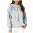 thumbnail image 1 of RQYYD Womens Tie Dye Hoodies Casual Loose Pullover Sweatshirts Tunic Top Color Block Long Sleeve Fall Drawstring Tops Blue XL, 1 of 7