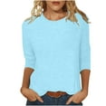 thumbnail image 1 of RQYYD Womens Tops 3/4 Sleeve Crewneck Cute Shirts Casual Print Trendy Blouses Three Quarter Length Tshirts Summer Pullover, 1 of 5