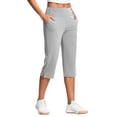 thumbnail image 1 of RQYYD Womens Yoga Capri Pants Summer High Waisted Wide Leg Capri Leggings Pull On Stretch Dressy Casual Capris with Pockets Gray XXL, 1 of 7